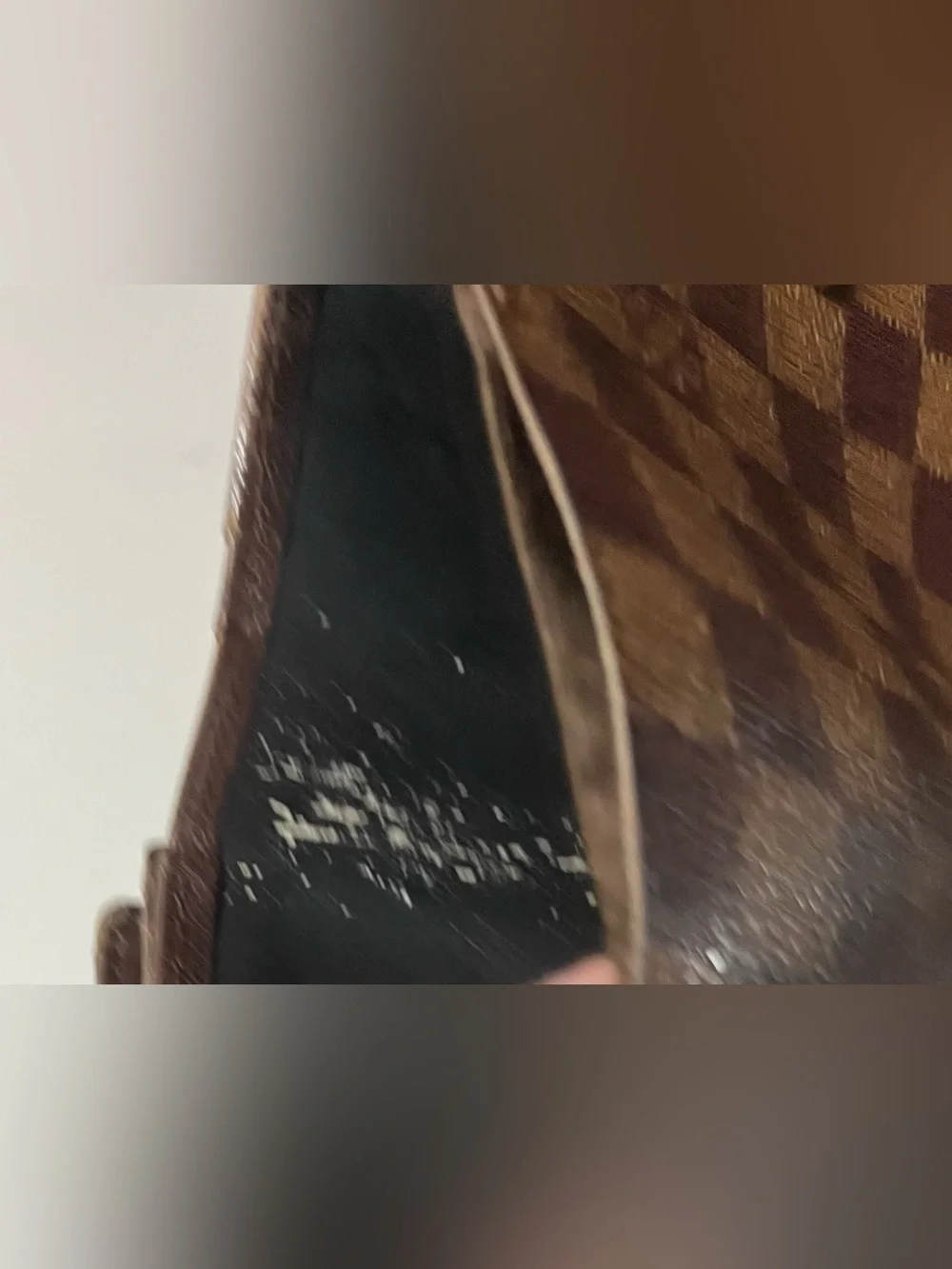 Louis Vuitton Brown Checkered wallet with Gold-Tone Snap and zipper